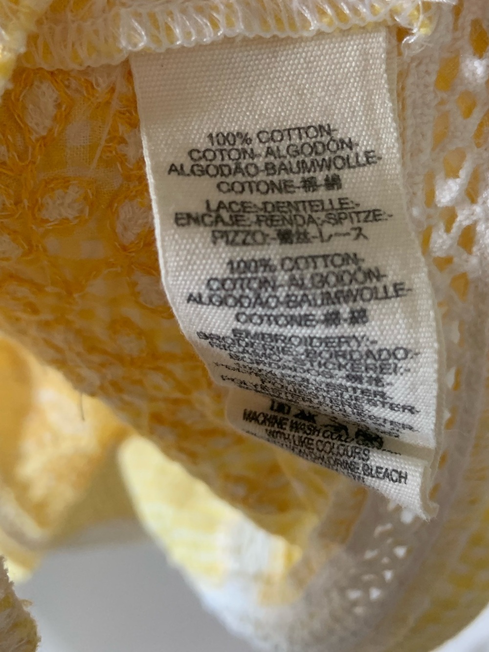 FREE PEOPLE Sunny Day Yellow Gingham Cotton Lace Dress Medium - Picture 10 of 10